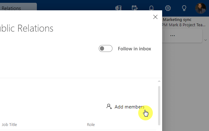 Add members to the selected group
