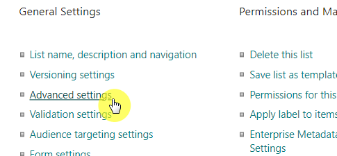 advanced settings below general settings