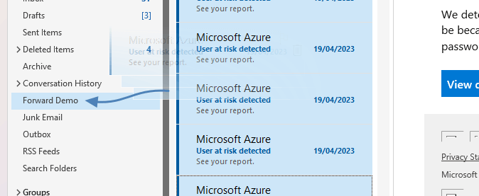 Drag the emails to the folder