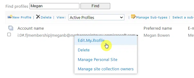 edit megan bowen's user profile