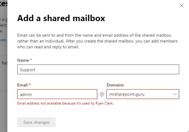 Email address not available because it's used by Ryan Clark