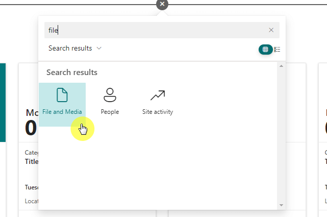 Selecting the file and media web part