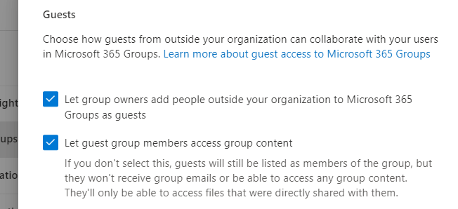 Choose how guests from outside your organization can collaborate with your users