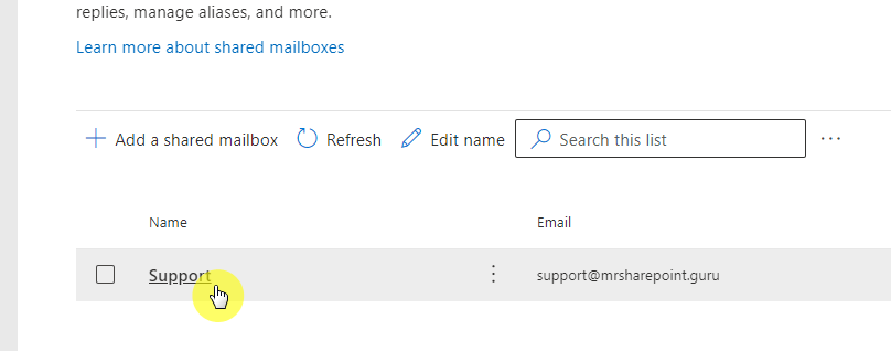 Click the name of the mailbox