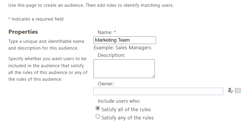supply the properties for the new audience