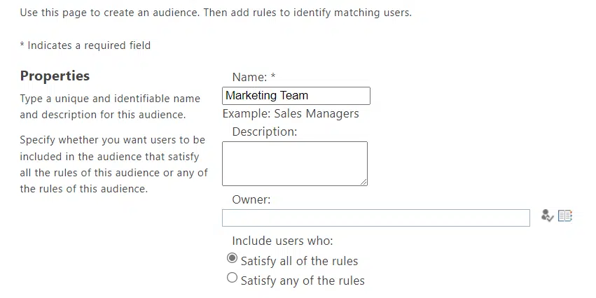 supply the properties for the new audience
