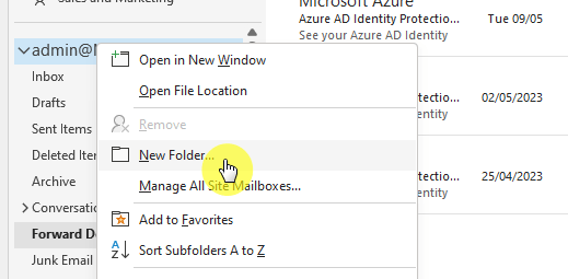 Select new folder