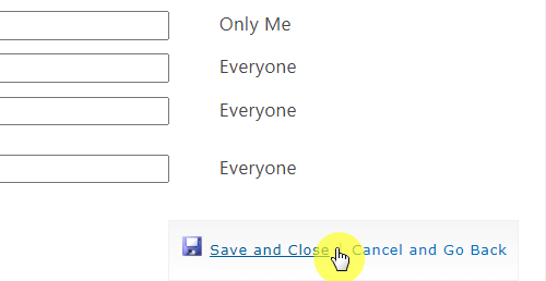 save button after changing user profile property