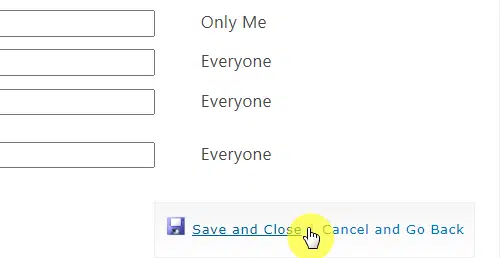 save button after changing user profile property