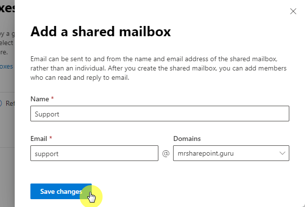 Add a shared mailbox
