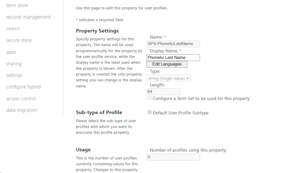 change property settings