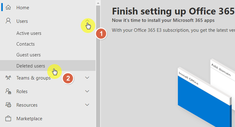 go to the deleted users page