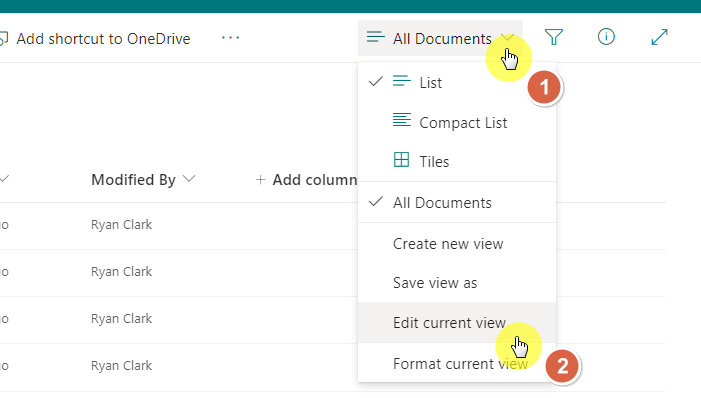edit the current all documents view