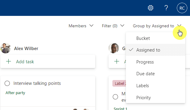 group tasks by assignment