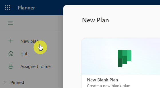 create a new plan from the planner app