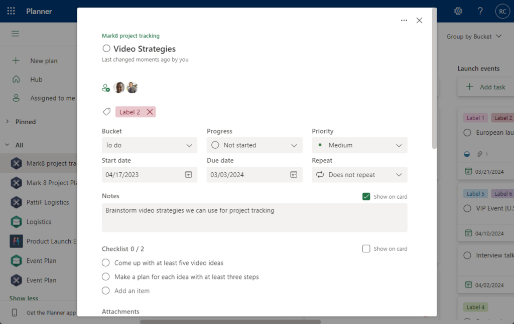 provide more information on the new task
