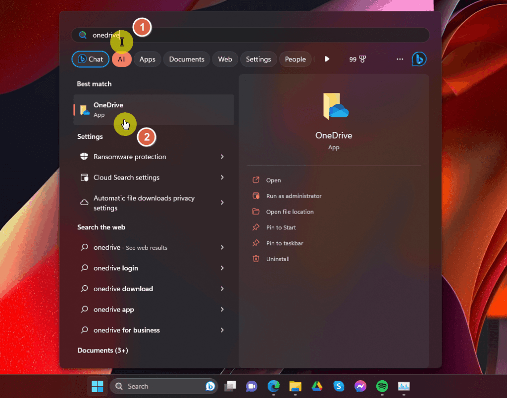reopen microsoft onedrive