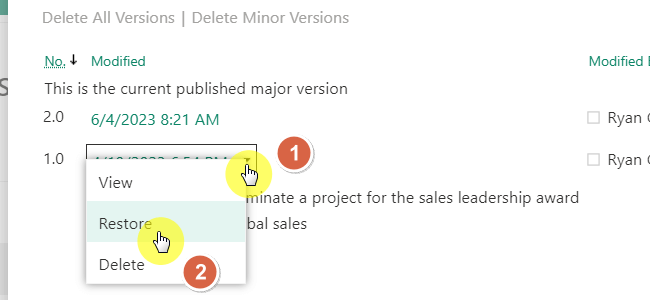 restore version 1.0 of the page