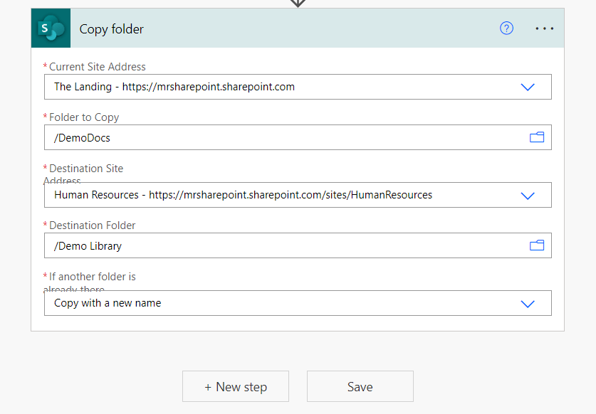 complete the copy folder operation