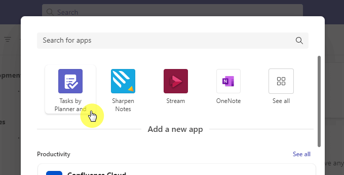 find the planner app in teams
