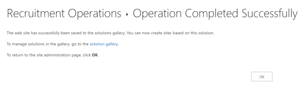 recruitment operations: operation completed successfully