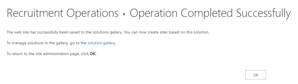 recruitment operations: operation completed successfully