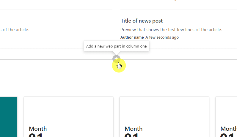 add a new web part in column one