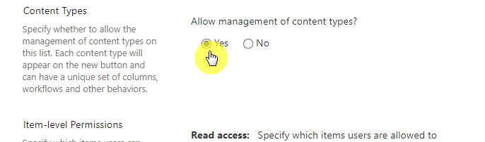 allow management of content types