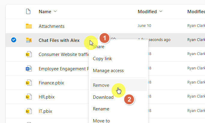 context menu: remove