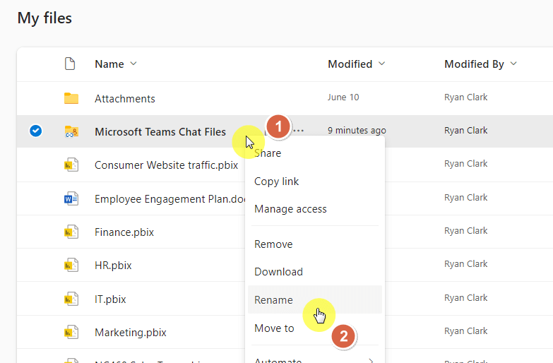 context menu: rename