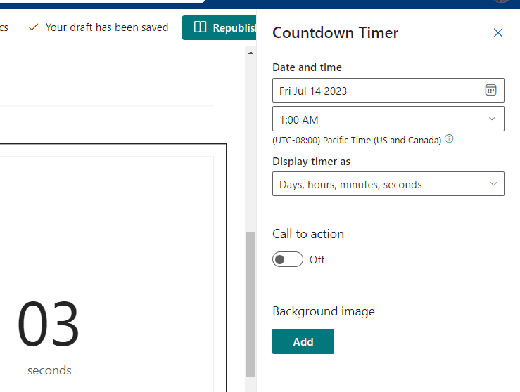 changing the timer properties