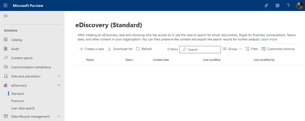 ediscovery in the compliance center