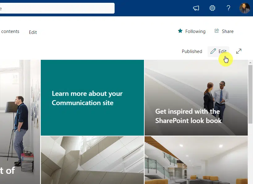 edit page in sharepoint