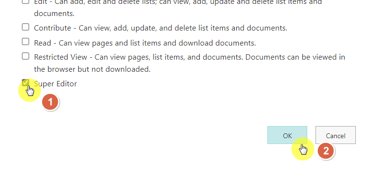 assign a user a supereditor permission level
