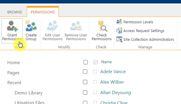 grant permission to users/groups