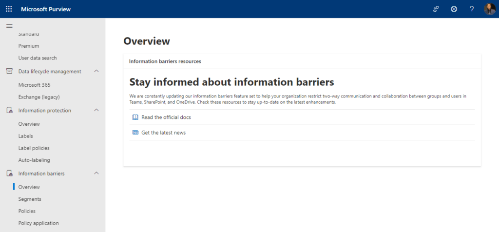 information barriers in the compliance center