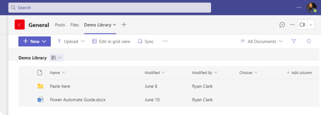 use the document library natively in Teams