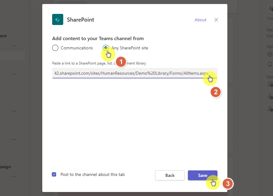 paste a link to the document library