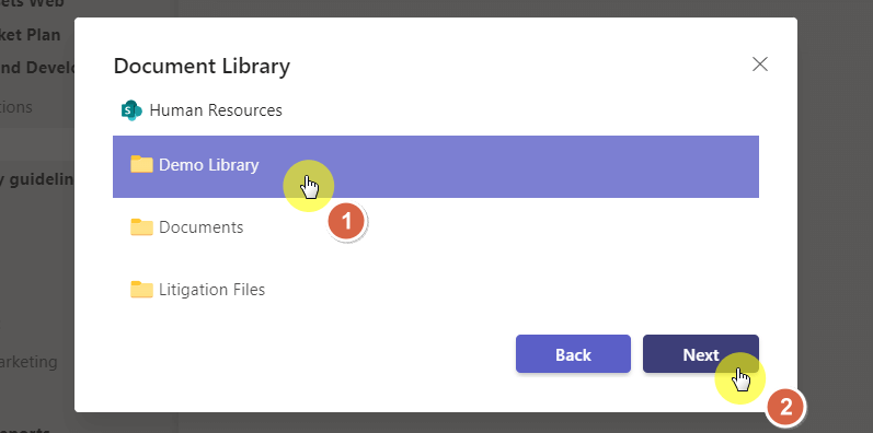choose the library to add as a folder