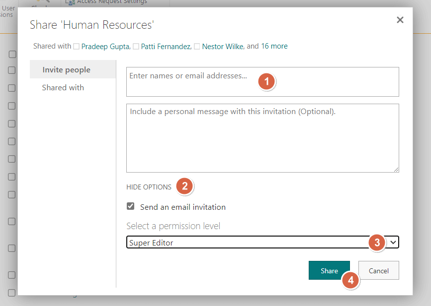 grant super editor permission to users/groups