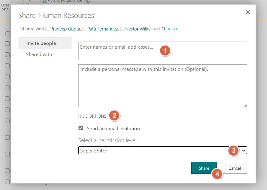 grant super editor permission to users/groups