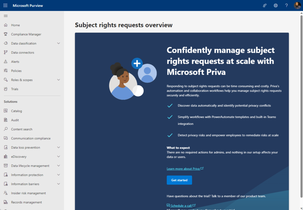 subject rights requests in the compliance portal