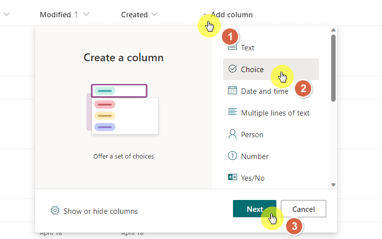 add a new choice column
