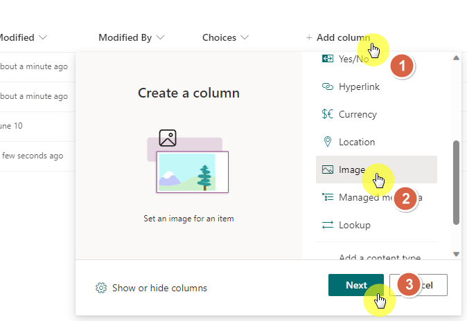 add a new image column into the library