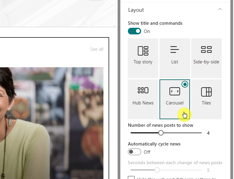 change the layout option from the web part properties