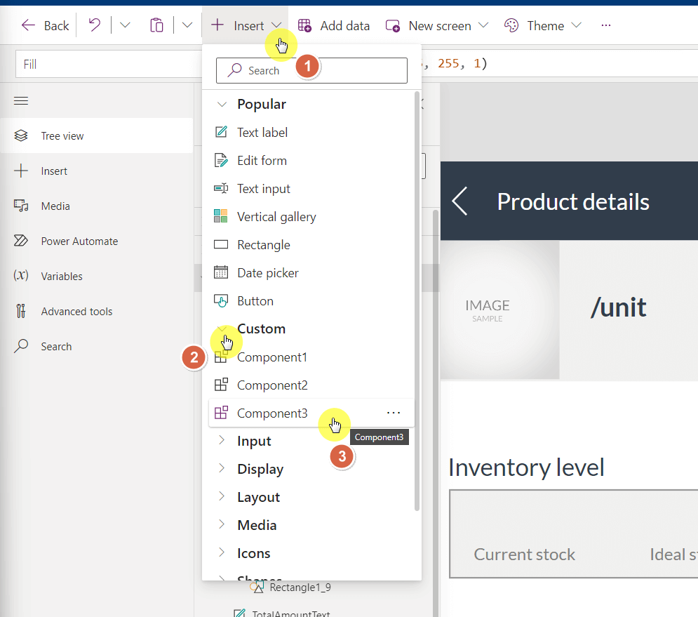 how to insert a custom component