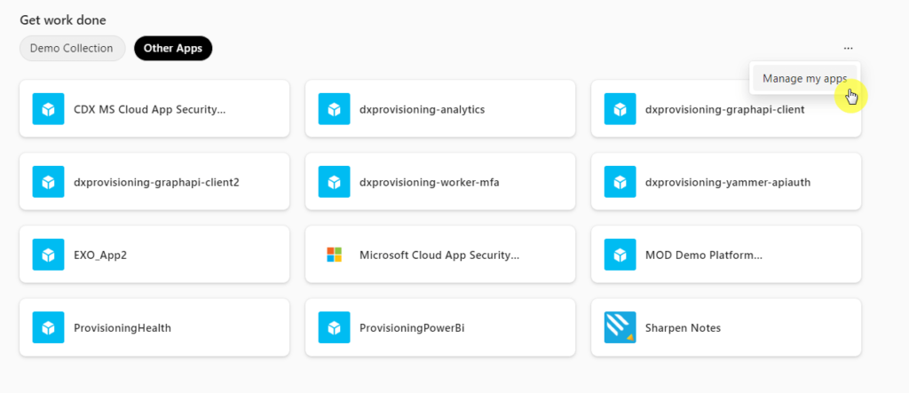 manage my apps option