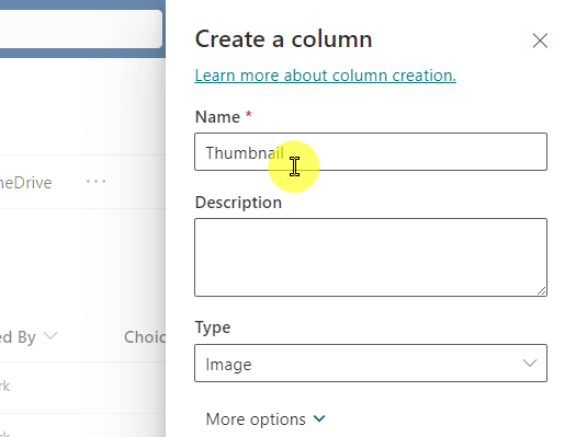 ensure that the name of the column is thumbnail