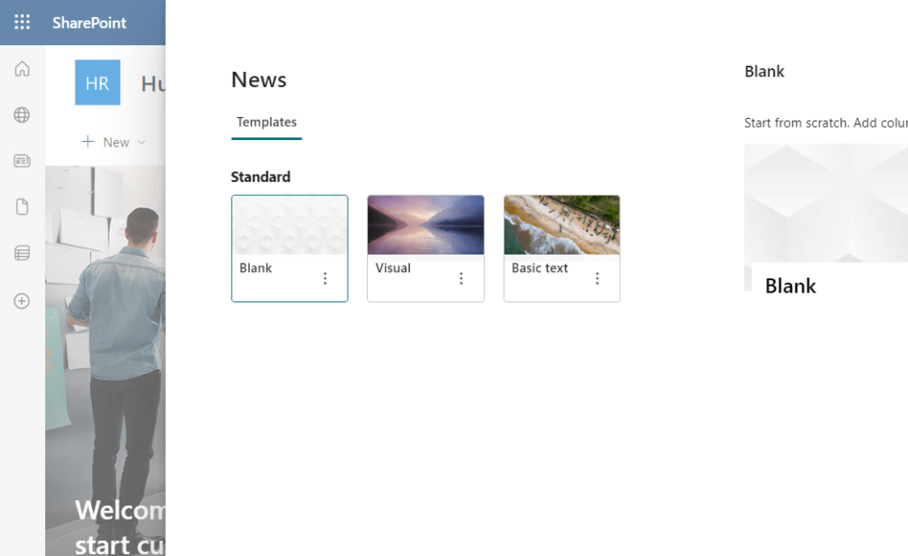 create a news post from one of the three templates