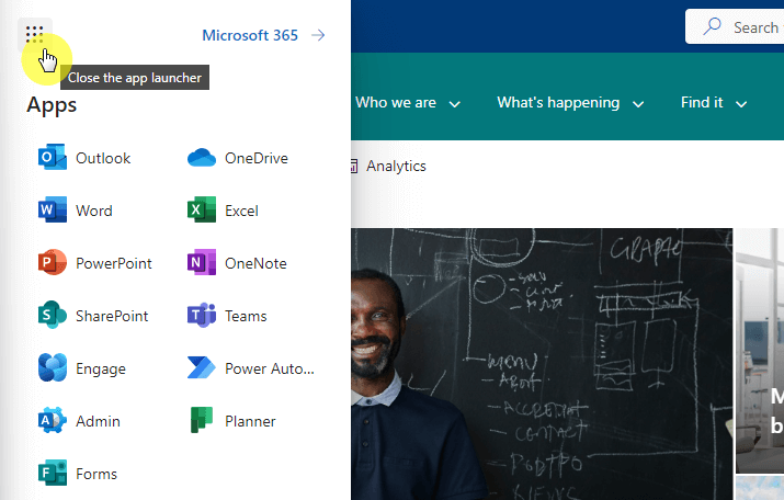 access app launcher from sharepoint
